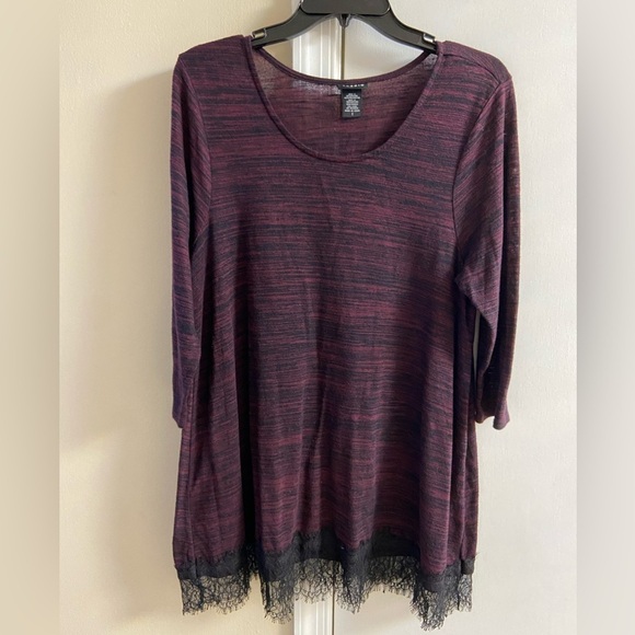 Torrid sweater tunic length burgundy 3/4‎ sleeves 1X - Picture 1 of 5